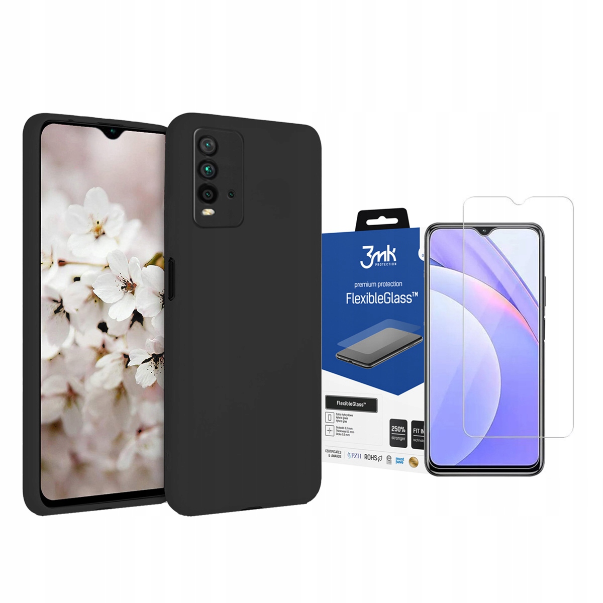 

Silicone Icon Etui Case Do Redmi 9T + Szkło 3MK Fg