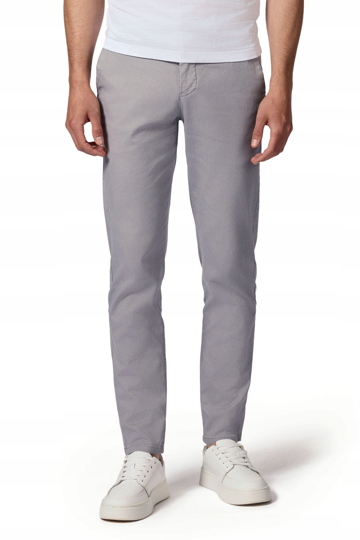 Spodnie Chino Męskie Bawełniane Jasnoszare Slim Fit Próchnik PM2 W35/L32