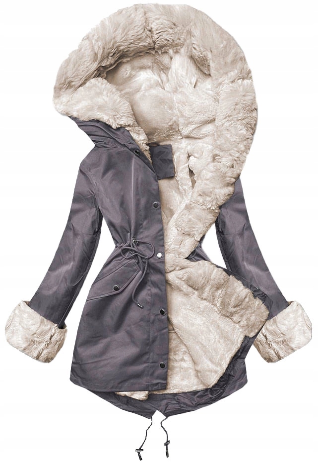 Zimní Bunda Na Kožešinu 5M763 Grafit XL (42)