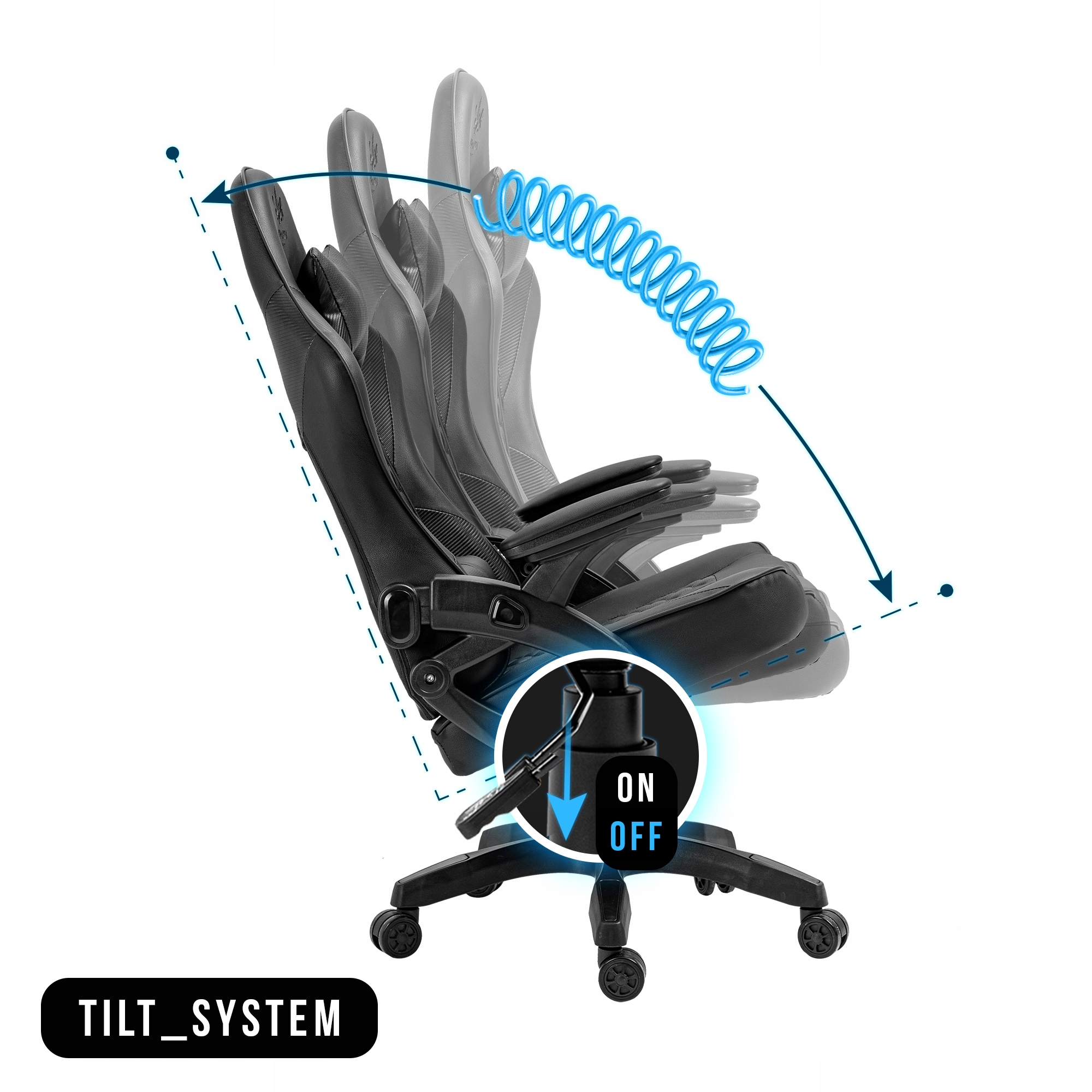 FOTEL GAMINGOWY BIUROWY KRZESŁO OBROTOWE DO BIURKA Wysokość mebla 126 cm