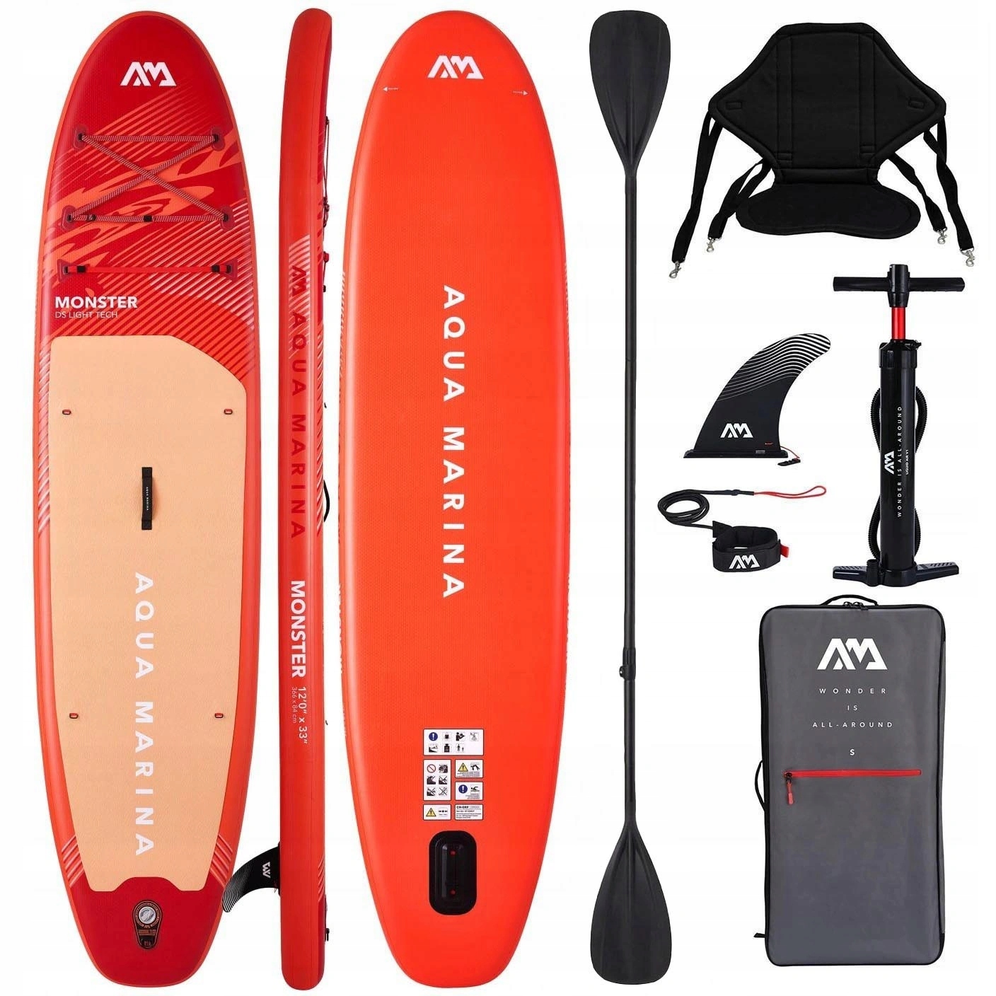 Deska Sup zestaw Aqua Marina Monster 12'0" 366 cm Siedzisko+ Wiosło Combo