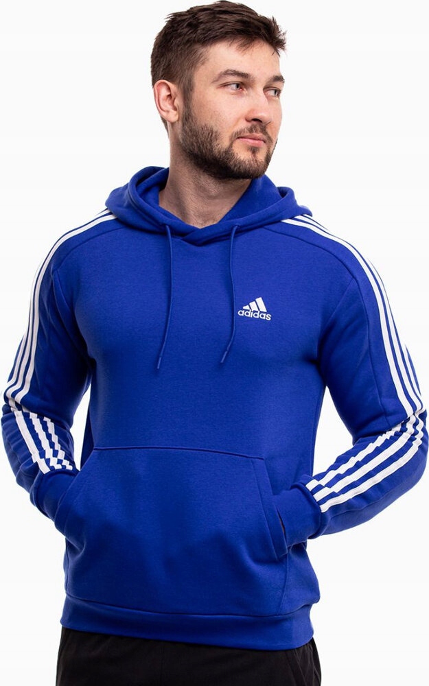 BLUZA MĘSKA ADIDAS ESSENTIALS FLEECE 3-STRIPES HOODIE NIEBIESKA r
