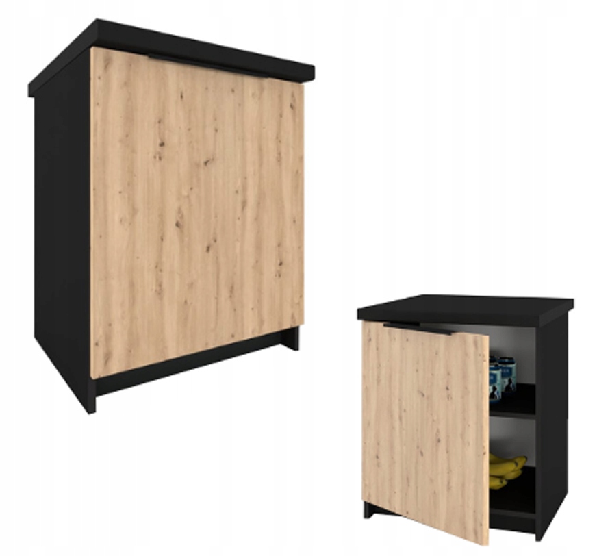 Kuchyňská Skříňka Spodní Stojící Kira Černá Artisan 60cm s deskou S Tlumením Dovírání