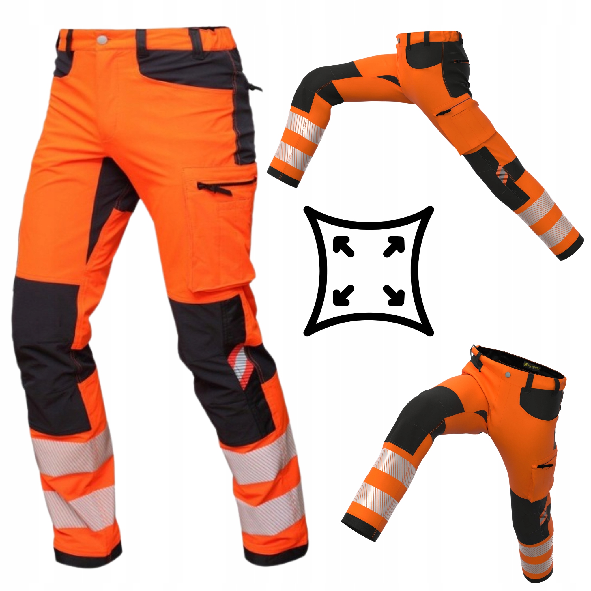 Odblaskowe Elastyczne Spodnie Robocze Męskie Stretch BoSafety Tension HiVis