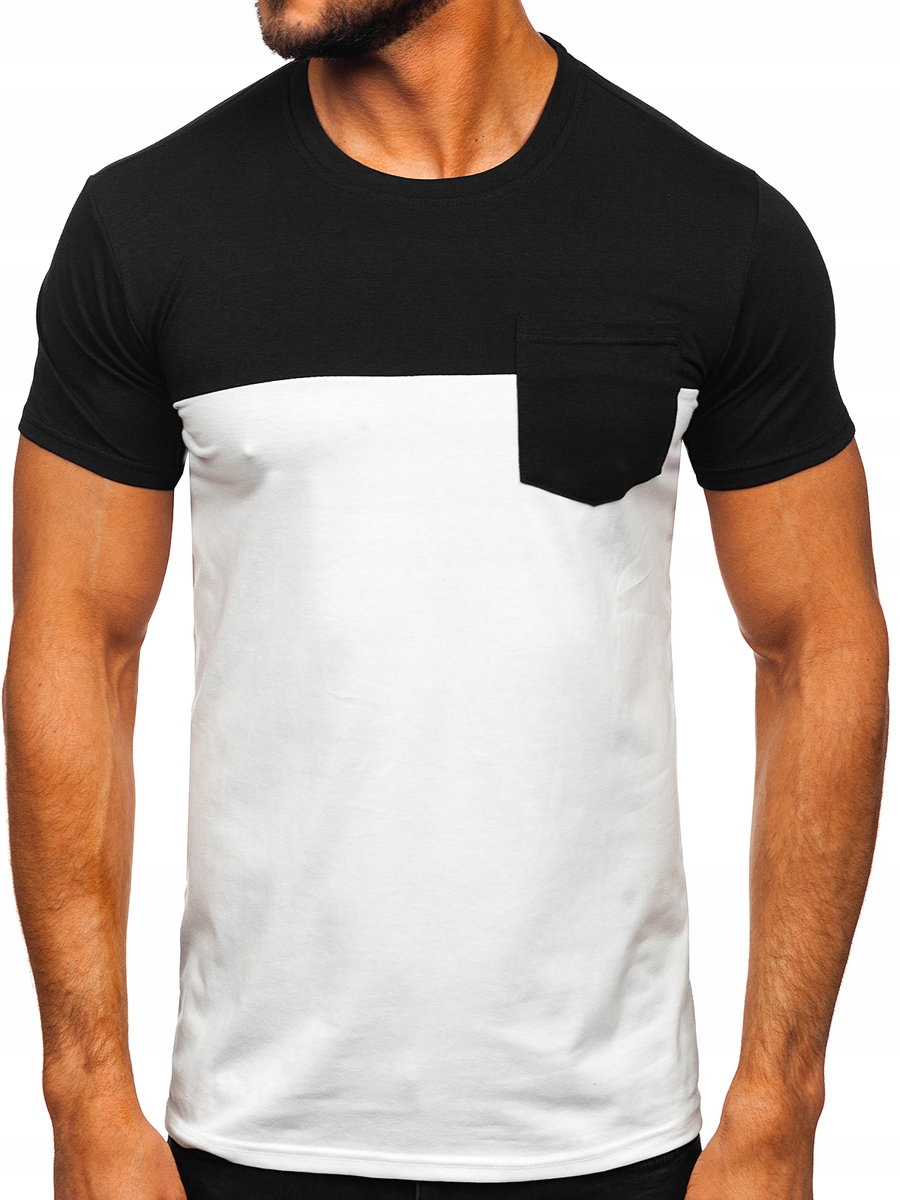 

T-shirt Koszulka Czarno-biała 8T91 Denley_xl