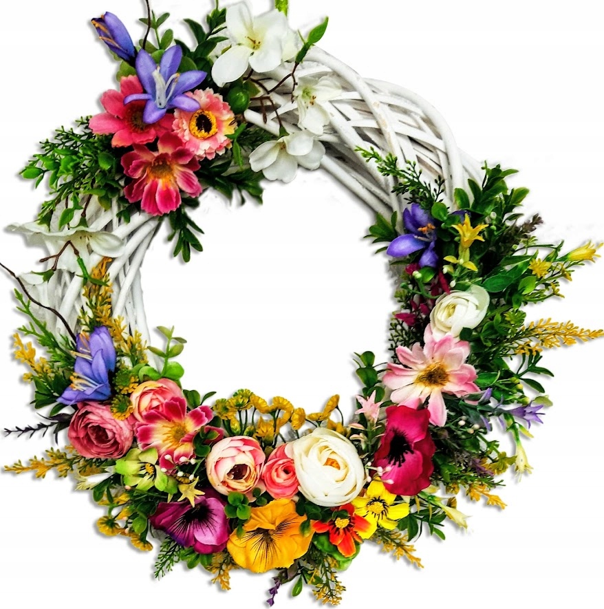 

Wianek Wielkanocny Wiosenny Na Drzwi Kwiatowy