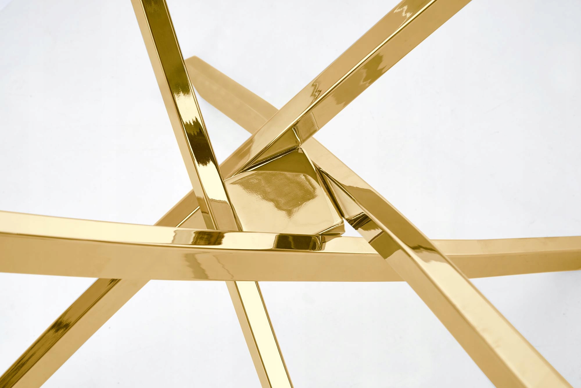 INGLESE Szklany Okrągły Stół Fi100cm Nogi Złoty Połysk - Blask i Luksus Kolekcja About Your Home