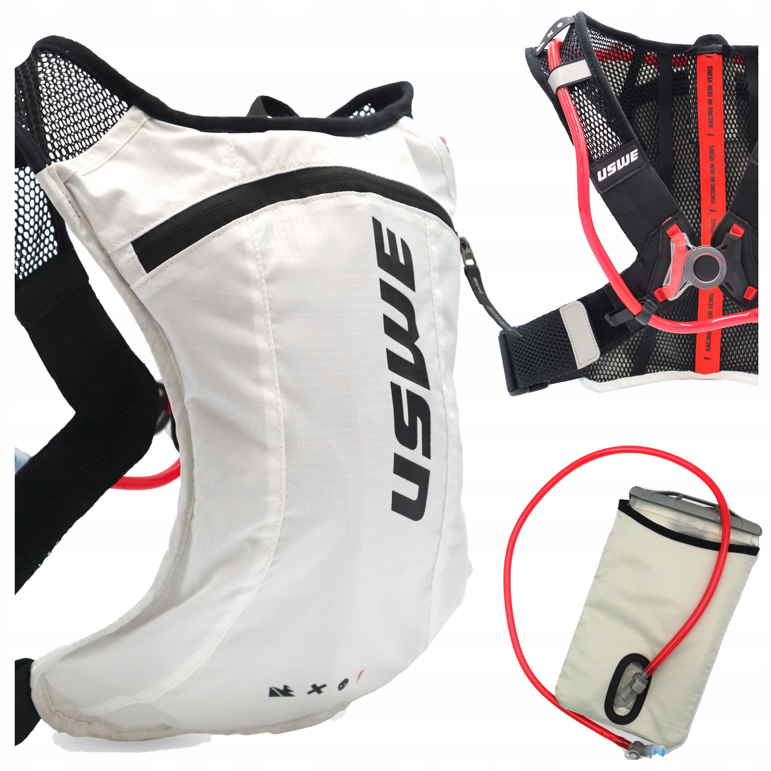 Plecak Rowerowy Uswe Race 2.0 Bukłak 2L Dwie Komory Termoizolacja Biały