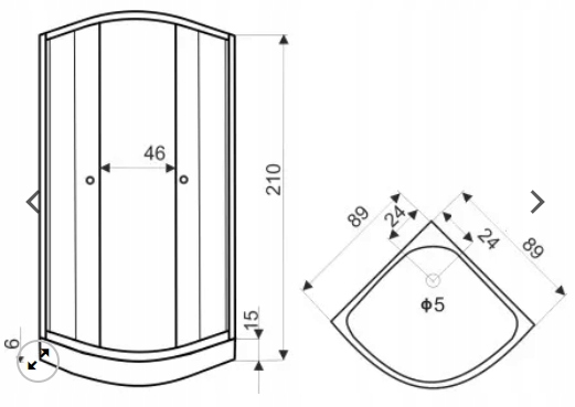 KABINA CZTEROŚCIENNA 90x90 + ZESTAW PRYSZNICOWY Wysokość całkowita 210 cm