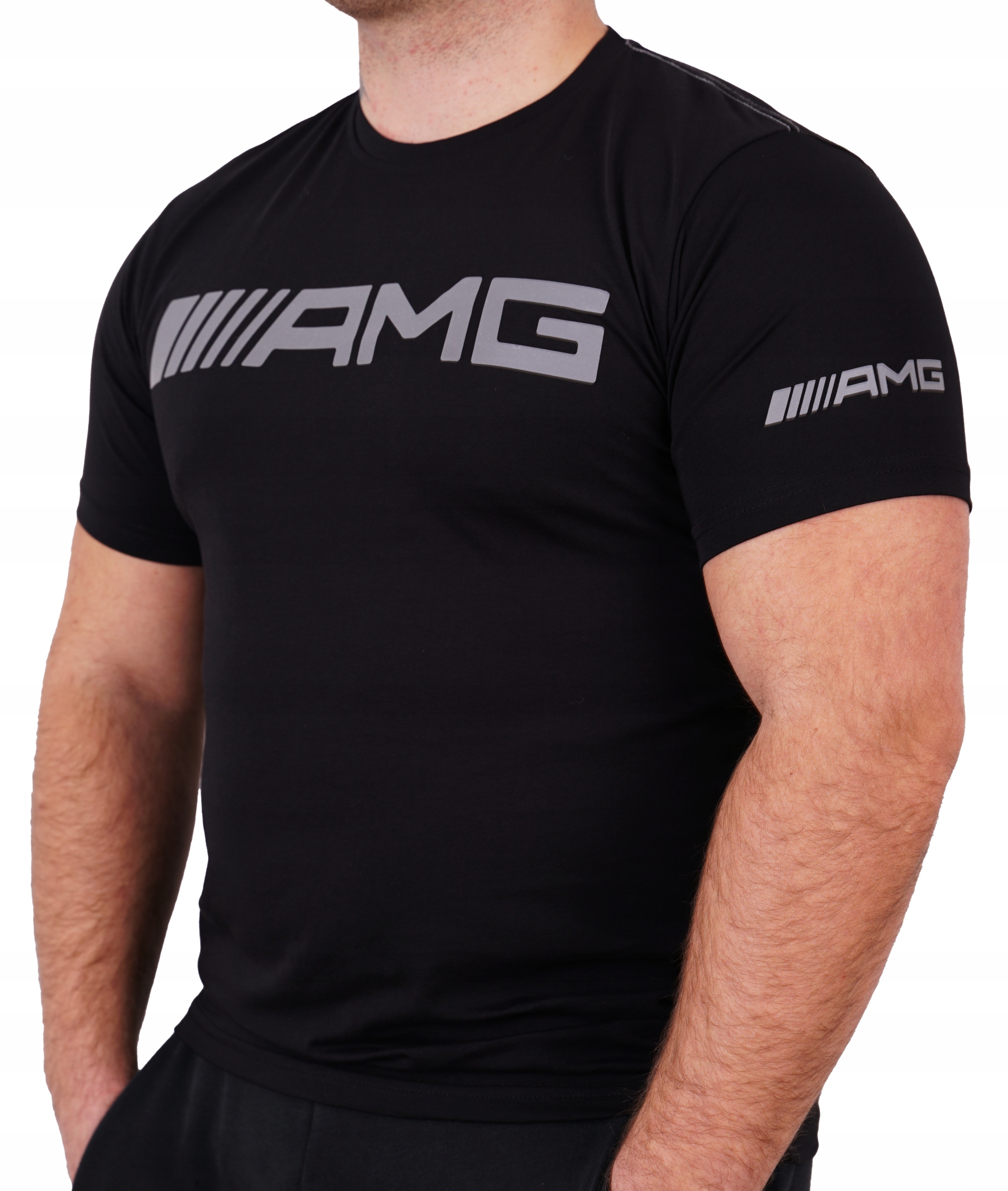 

T-shirt Męski Bawełniany Czarny Amg Koszulka XL