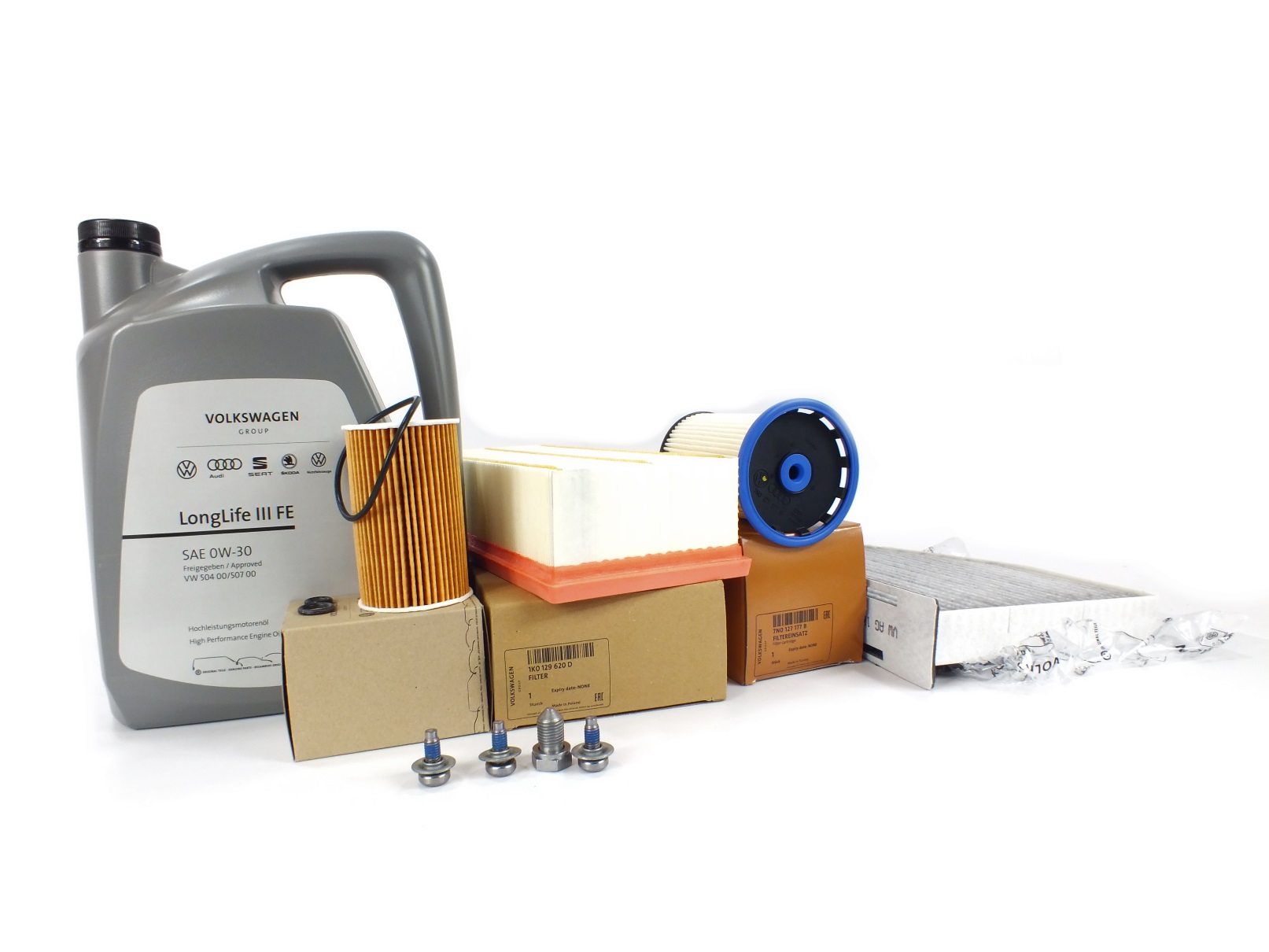 Sada 4 Filtrů Oe Vag Vw 1.6 2.0 Tdi Olej 0W30 504/507.00 5L Sada