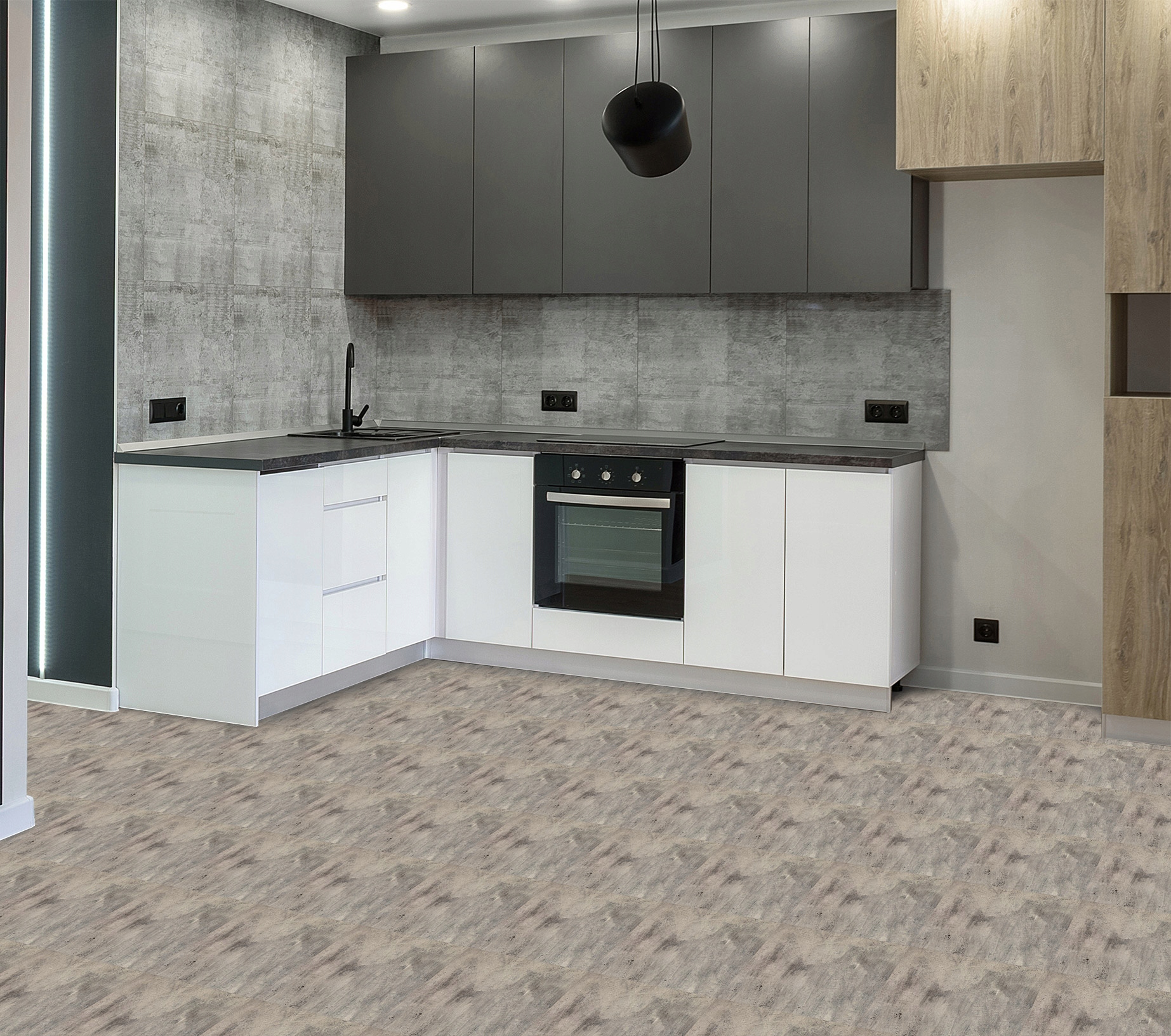 SAMPRZYLEPNE KAFLKI PCV 25x25 cm SZARY BETON Kolekcja PREMIUM