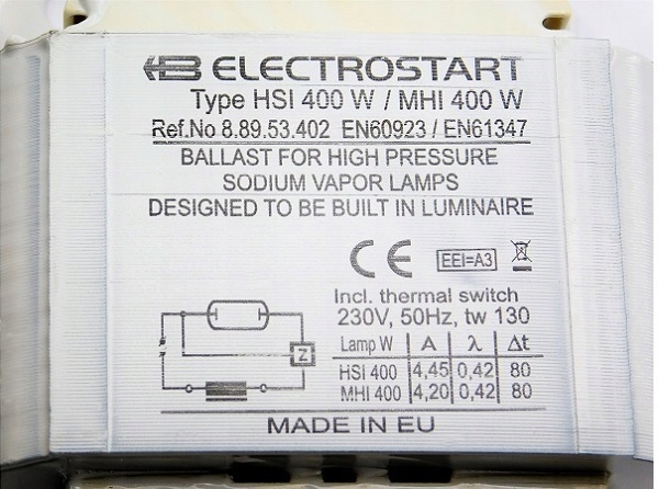 Statecznik Electrostart 400W HQI Soda Nahj STS MHI Typ inny