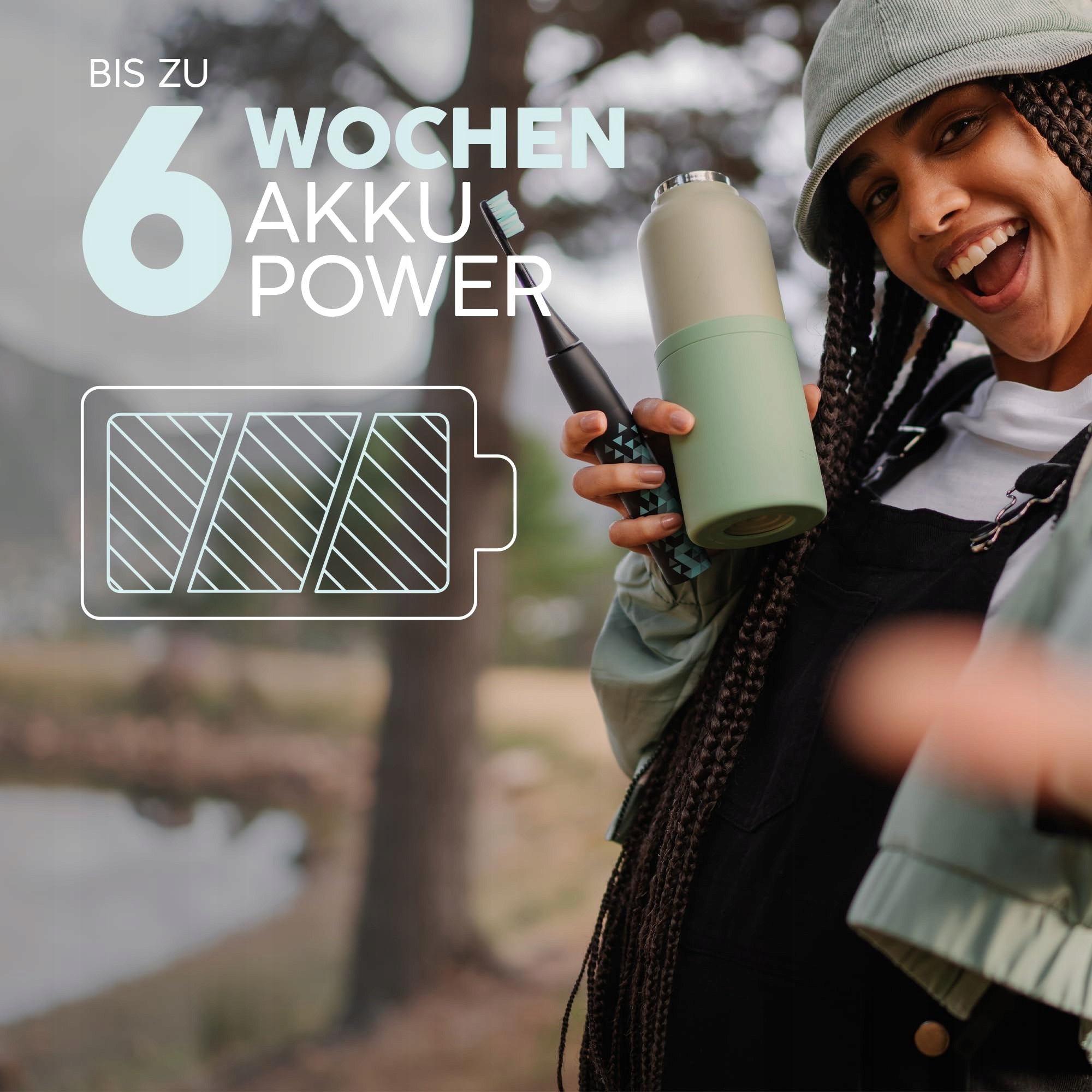 HAPPYBRUSH ECO VIBE 3 Szczoteczka Soniczna Czarna Miętowa Z Akumulatorem — miniatura 4