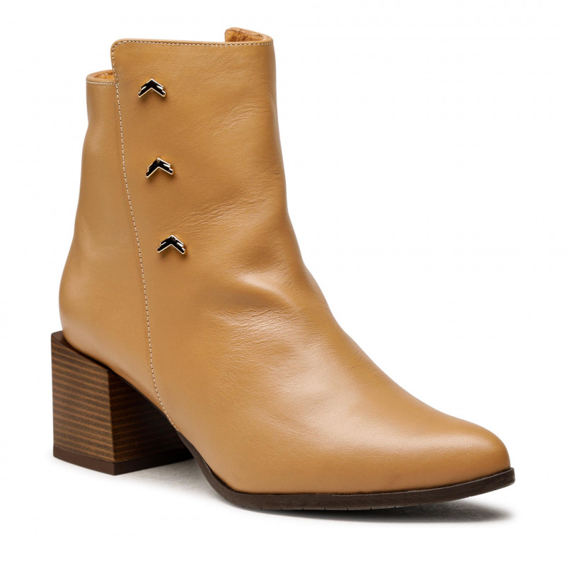 Ořechové dámské kotníkové boty kožené boty na podpatku Karino 36