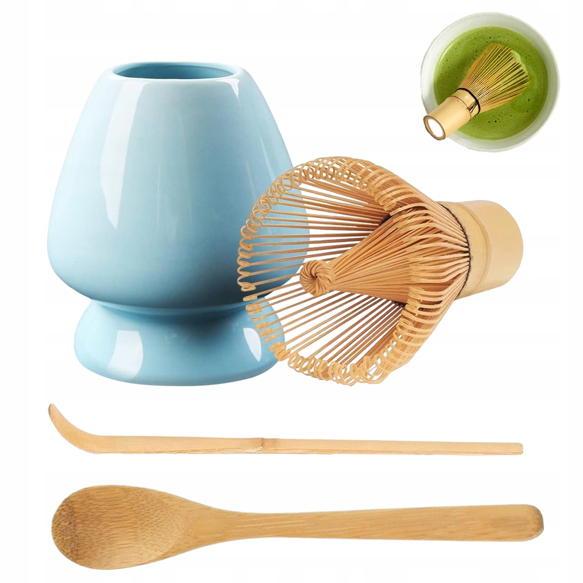 Levně Tradiční Japonská Sada 4V1 Pro Matcha Bambusová Metla A Lžíce Dárek