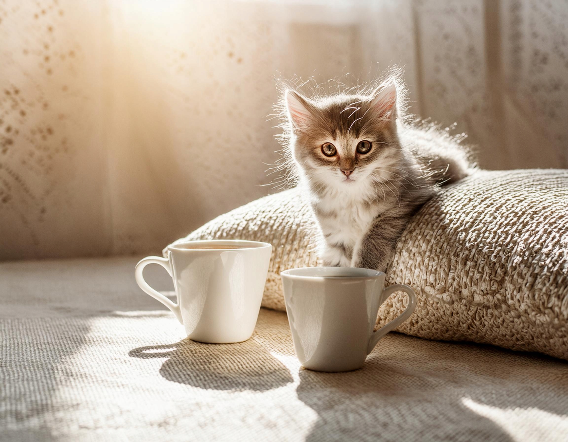 6 x BIAŁE FILIŻANKI ZE SPODKAMI 230 ml, DO KAWY Kolor biały