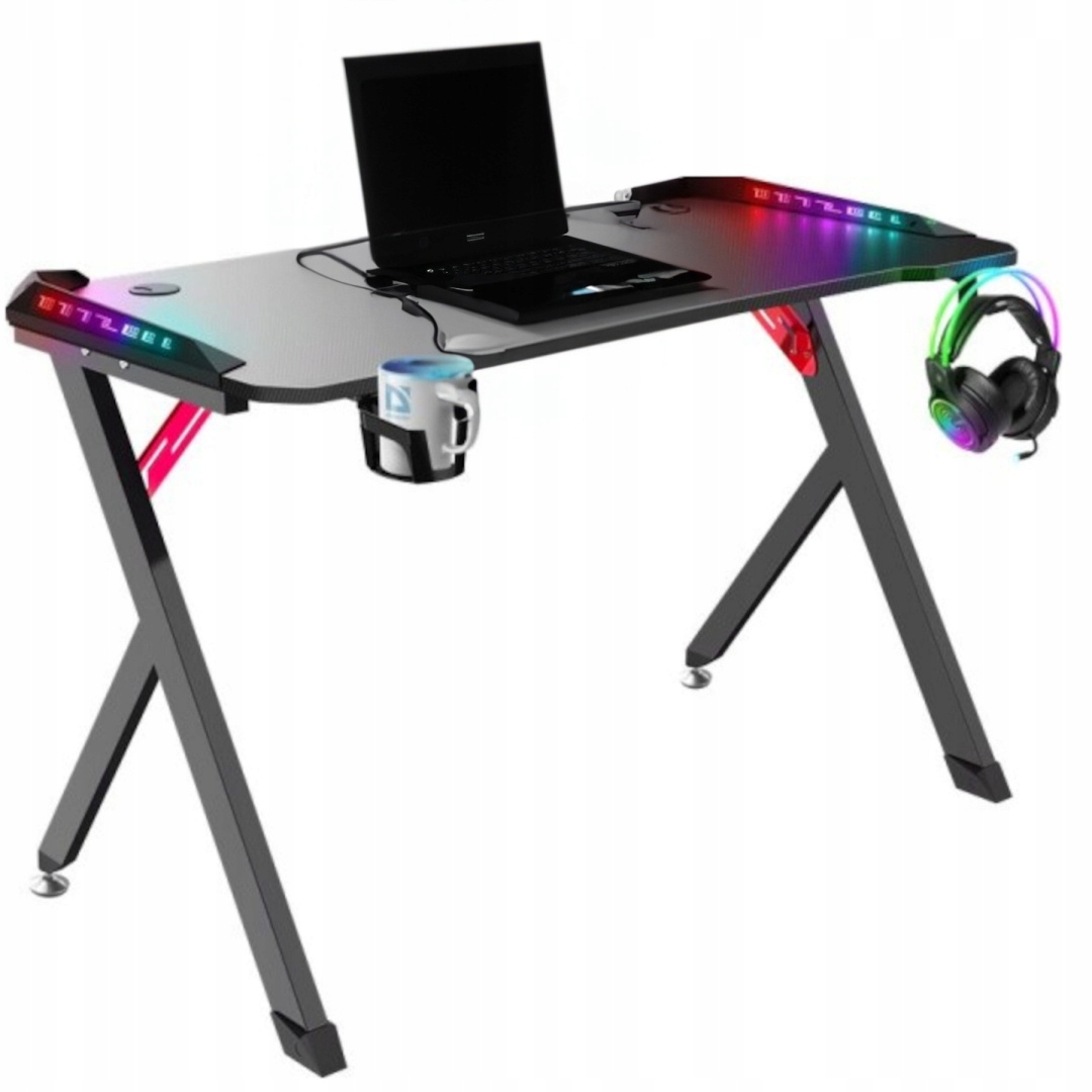 BIURKO DEFENDER SPIRIT RGB CZARNE GAMING — 5