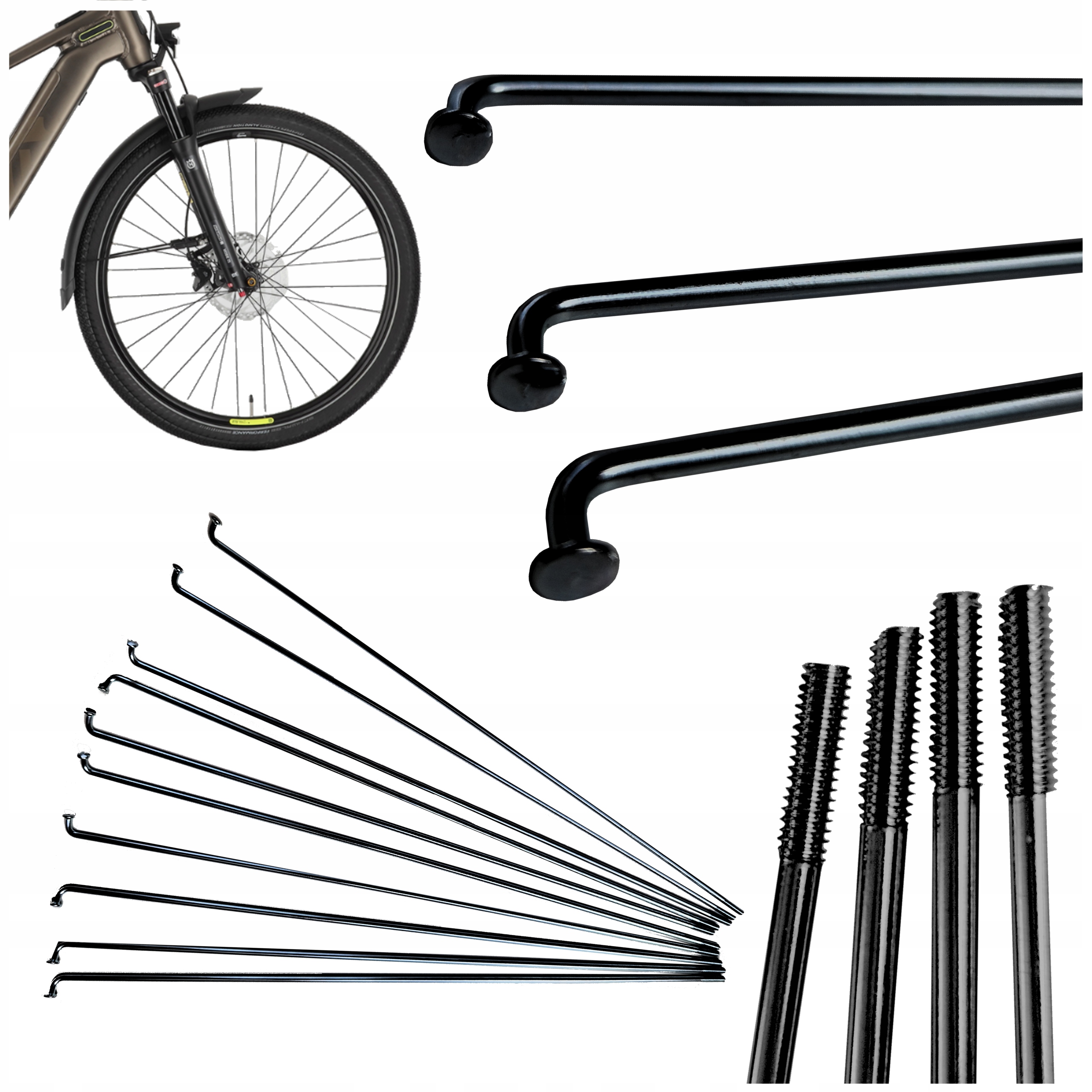 Szprychy rowerowe e-bike EpiCycle HighQ nierdzewne 2,3mm czarne 290mm 4szt
