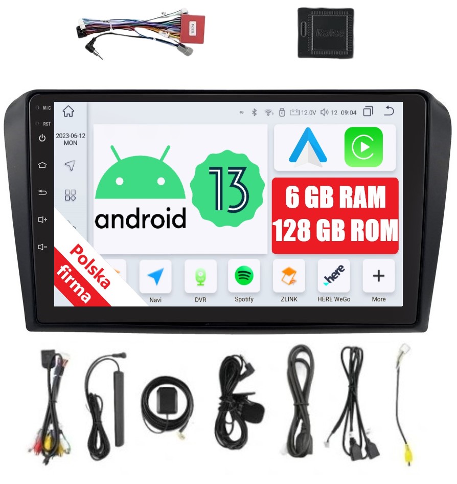 9" Qled Nawigacja Radio 2DIN Android Mazda 3 I 1 Dsp 6/128 Gb Carplay Lte