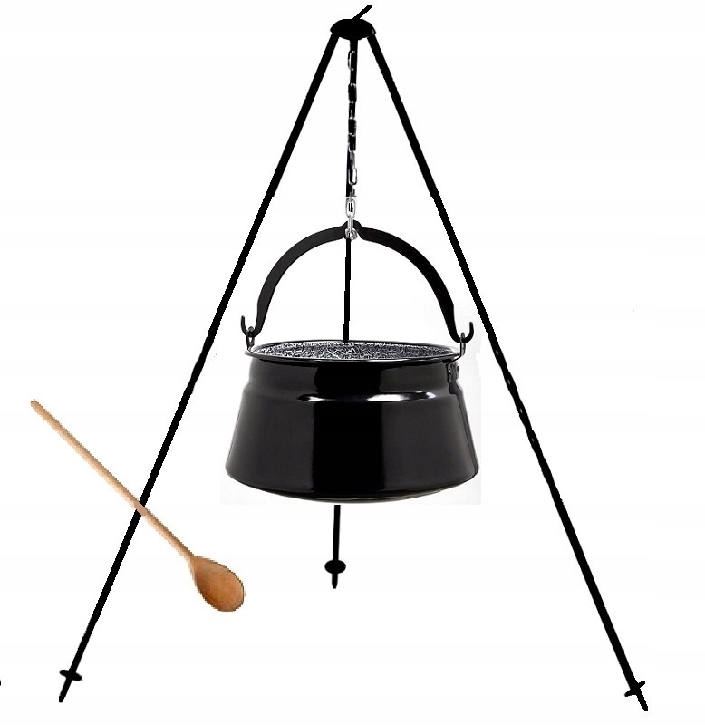 KOCIOŁEK WĘGIERSKI EMALIOWANY GRUBA STAL 6L STOJAK