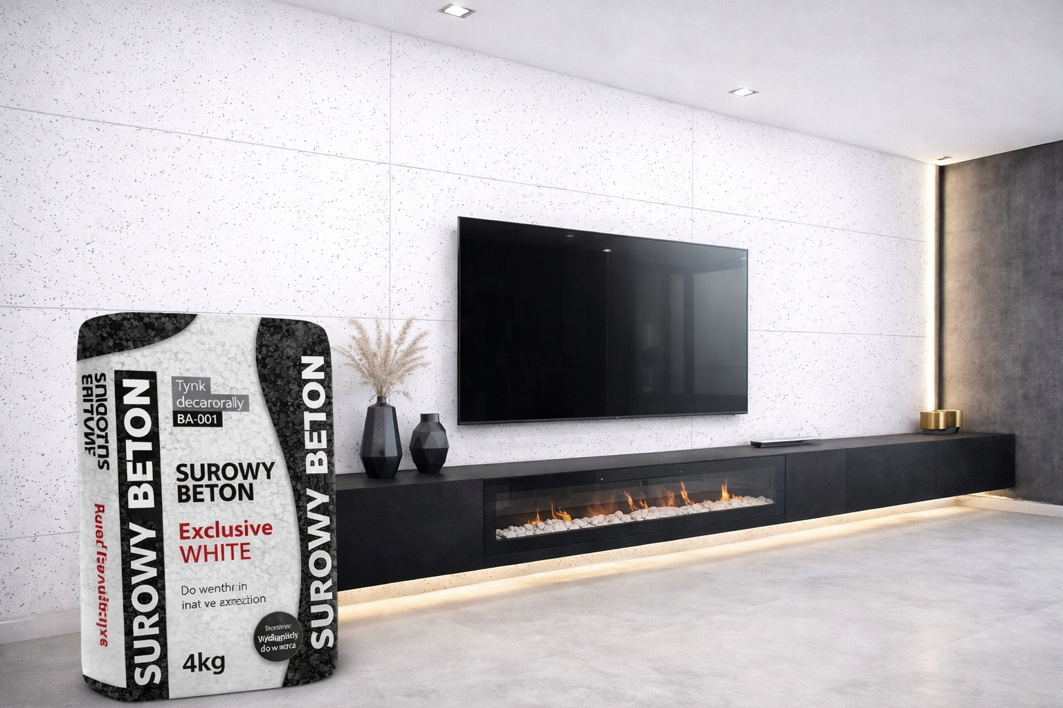 Beton architektoniczny Biały Tynk dekoracyjny Biały Surowy Beton do 4m2