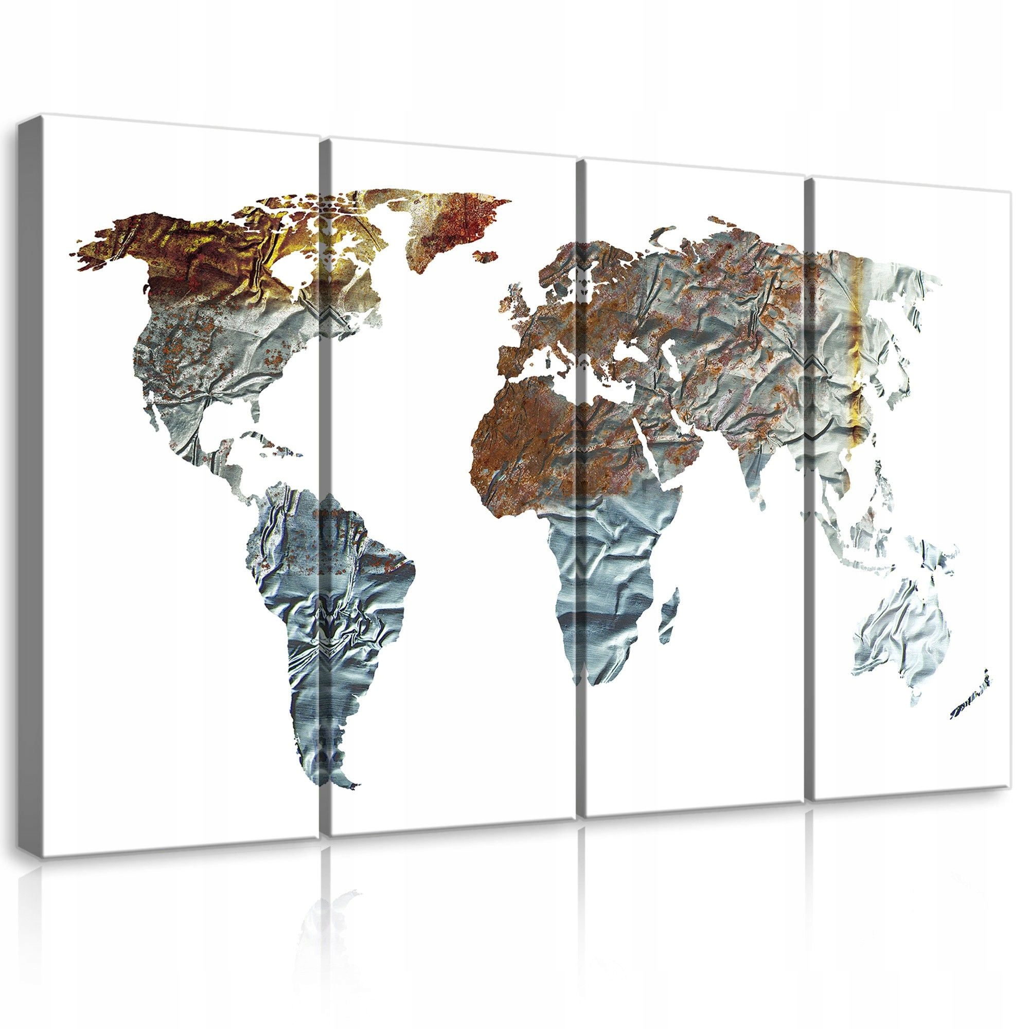 Obraz 120x80 modulárna mapa sveta abstrakcia textúra kov loft minimalizmus