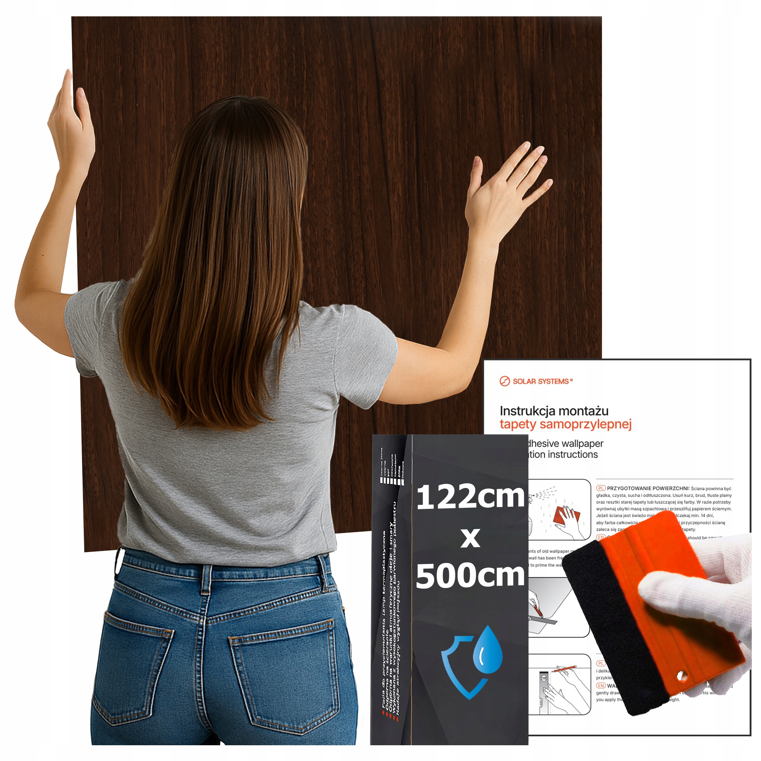 Samolepiaca tapeta Vodotesná do kuchyne na stenu Nábytok Tmavý dub