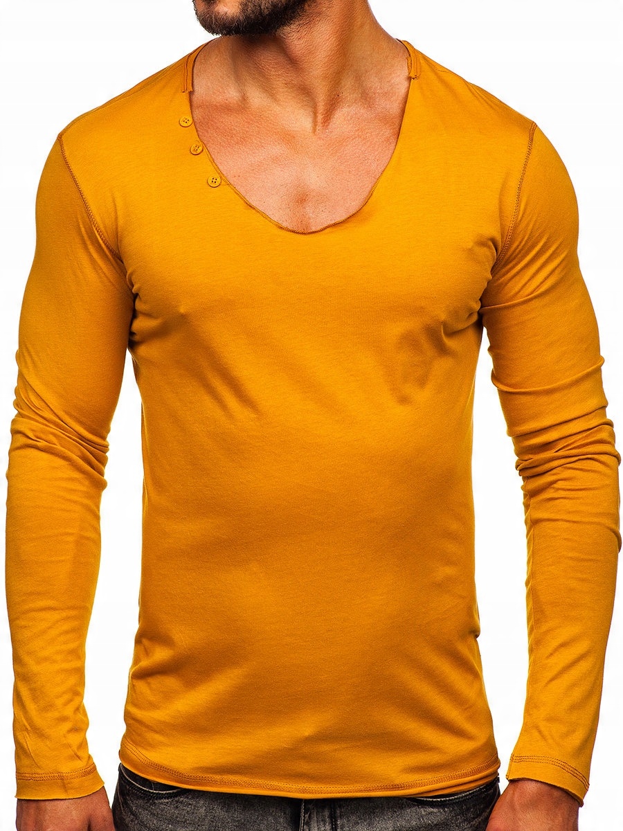 

Longsleeve Męski Gładki Musztardowy 547 Denley_xl