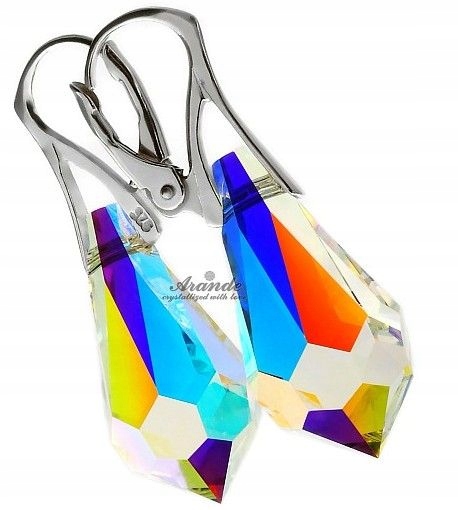 Krystaly Aurora velké krásné náušnice Stříbro 22