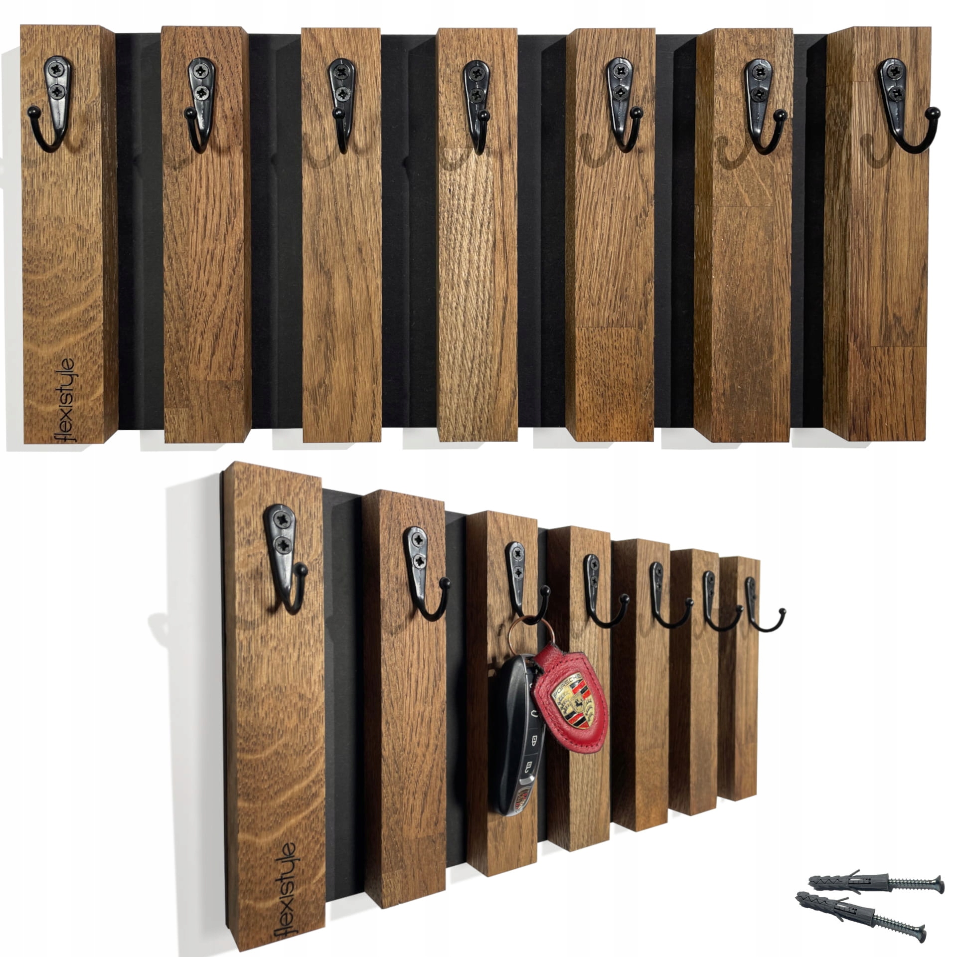 Dřevěný věšák na klíče, organizér Lamele, 40 cm, hnědý