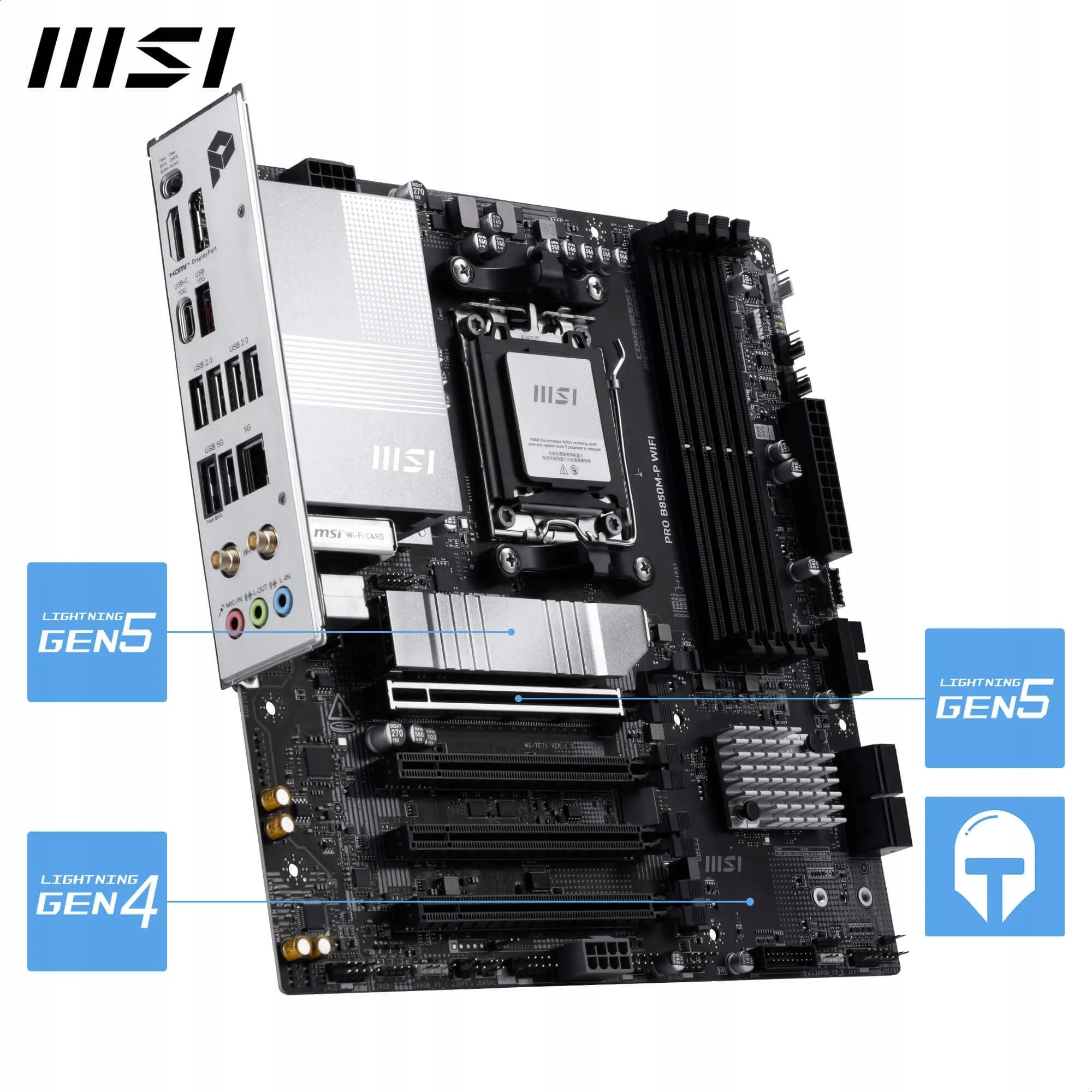MSI PRO B850M-P WiFi Płyta Główna AMD Ryzen 9000 AM5 DDR5 mATX PCIe 5.0 — miniatura 5