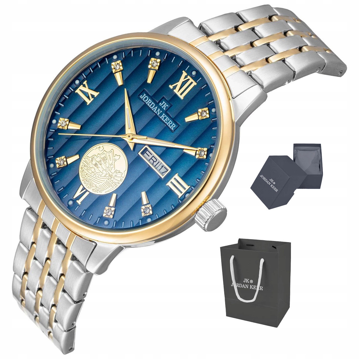 Pánské Elegantní Modré Hodinky Jordan Kerr S Datumovkou L1070 42 mm