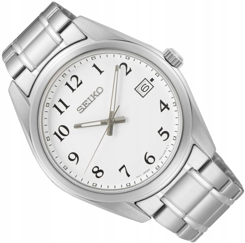 Klasyczny Zegarek Męski Seiko SUR459P1 Z Datą Szafir Biała Tarcza 40mm