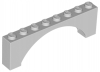 Lego Arch Oblouk Mostek 1x8x2 Světle šedý