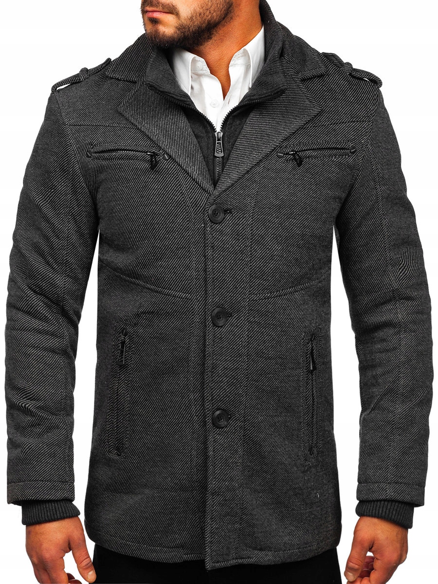 

Płaszcz Męski Zimowy Szary 88803 DENLEY_3XL