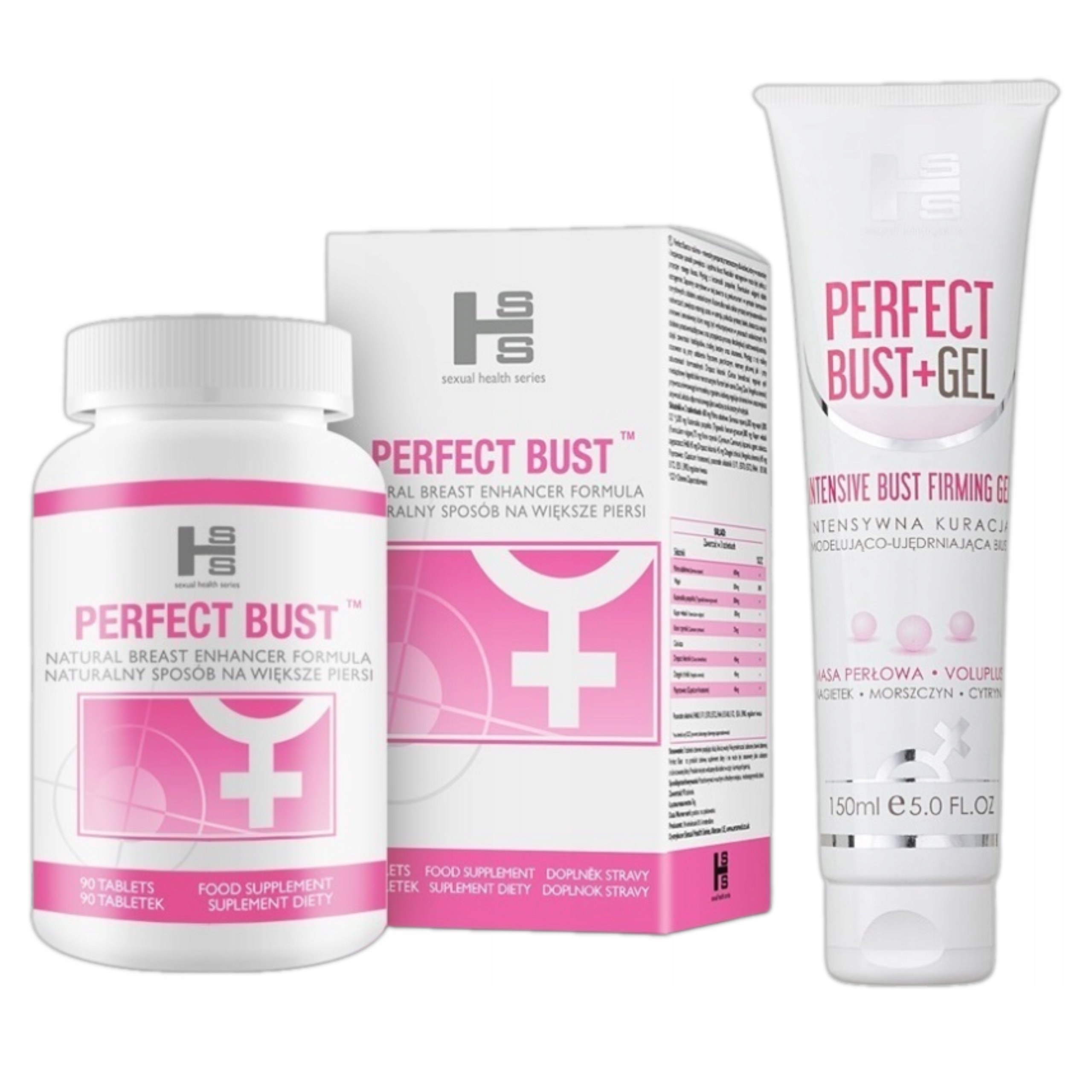 Sada Tablety A Gel Pro Zvětšení Prsou Perfect-Bust Zvětšení Poprsí Push-Up