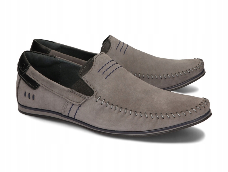 MOKASYNY BUTY MĘSKIE SKÓRA CASUAL 876 SZARY 46 Płeć mężczyzna