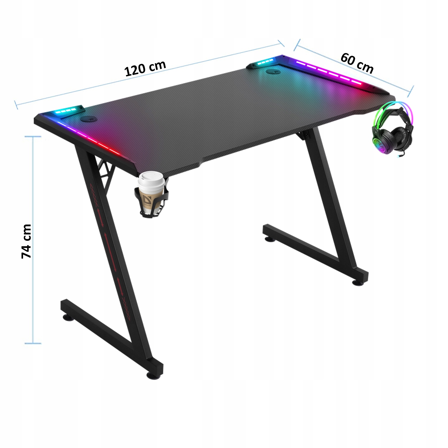 BIURKO DEFENDER IDOL RGB CZARNE GAMING — 16