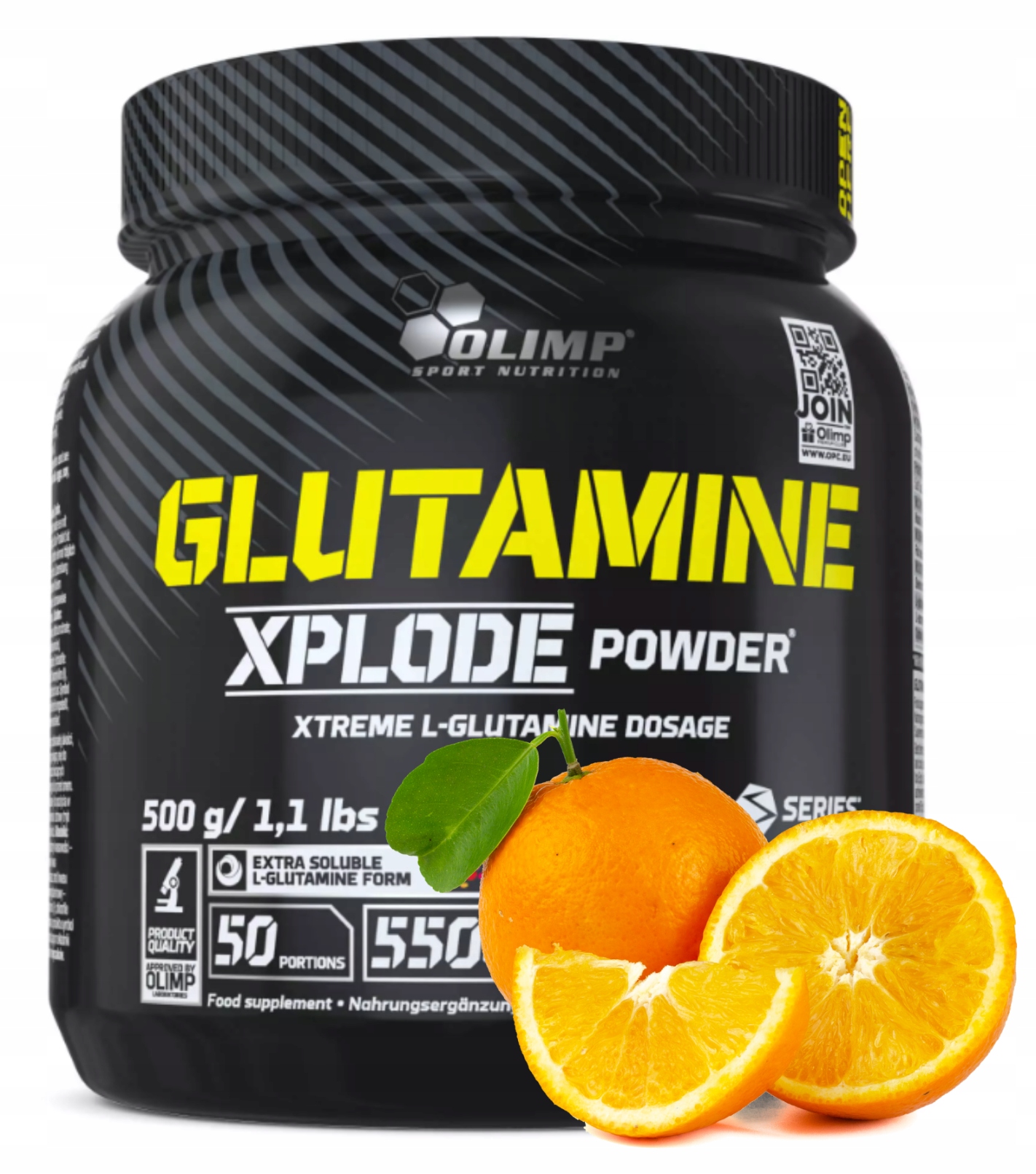 Olimp Glutamin Xplode Powder 500 g Pomeranč Aminokyseliny Glutamin Leucin