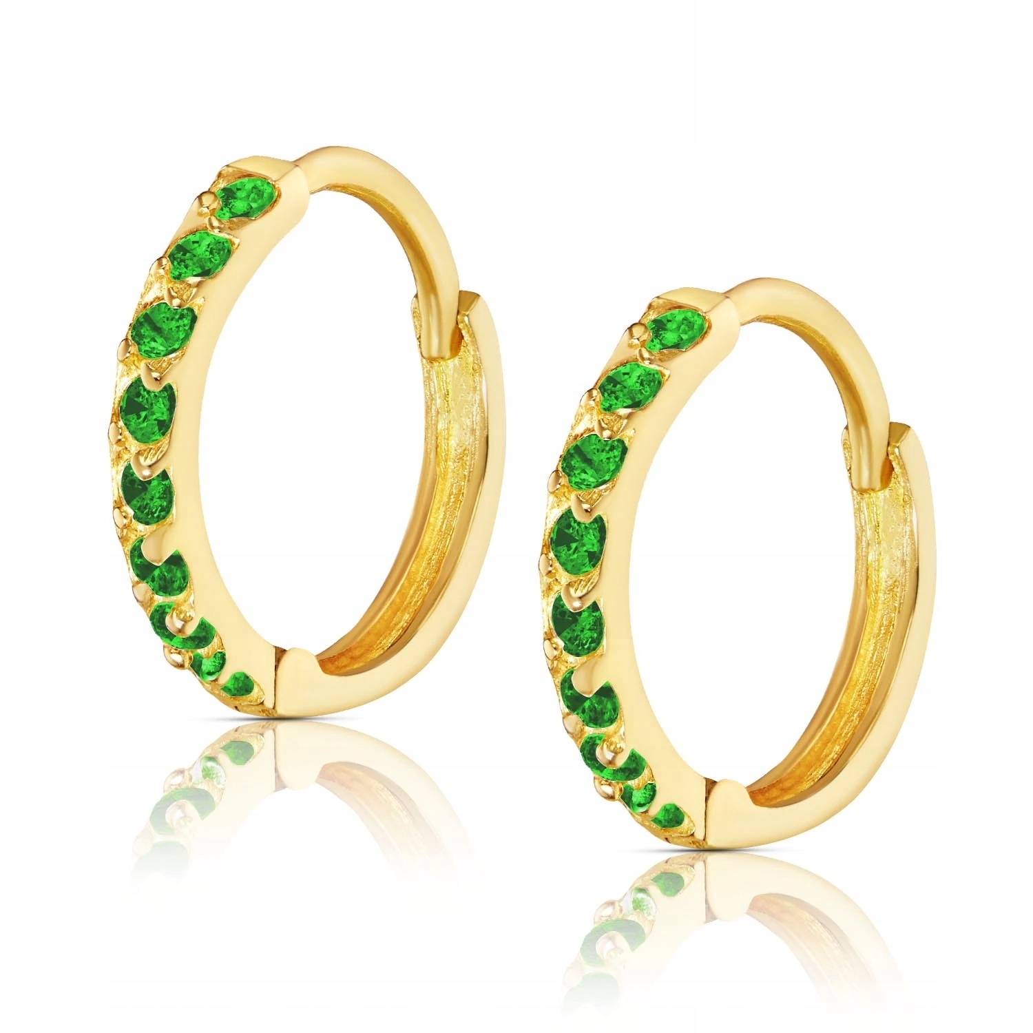 Zlaté Náušnice ryzost 585 pro dívky zelené