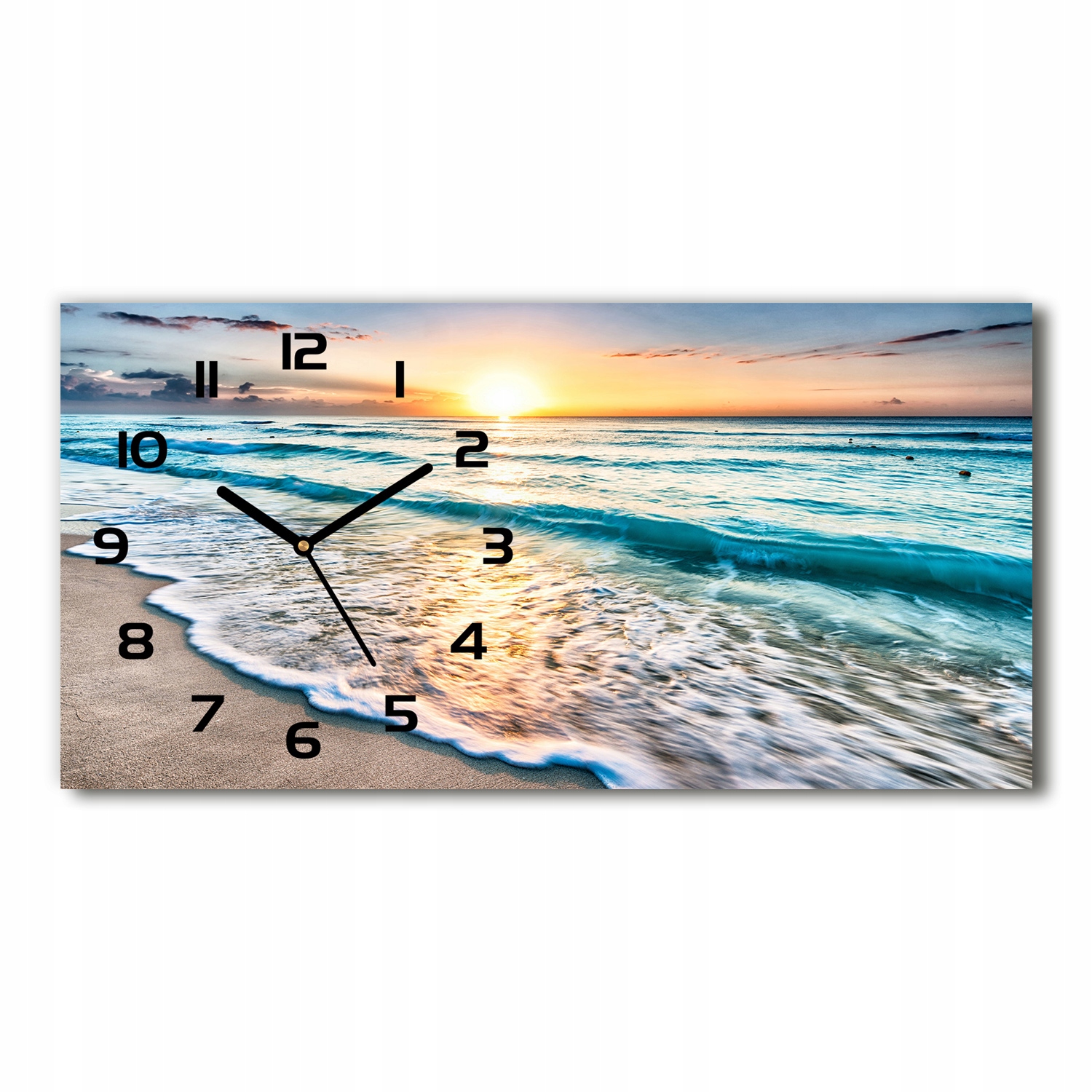 

Zegar ścienny szklany Zachód słońca plaża 60x30 cm