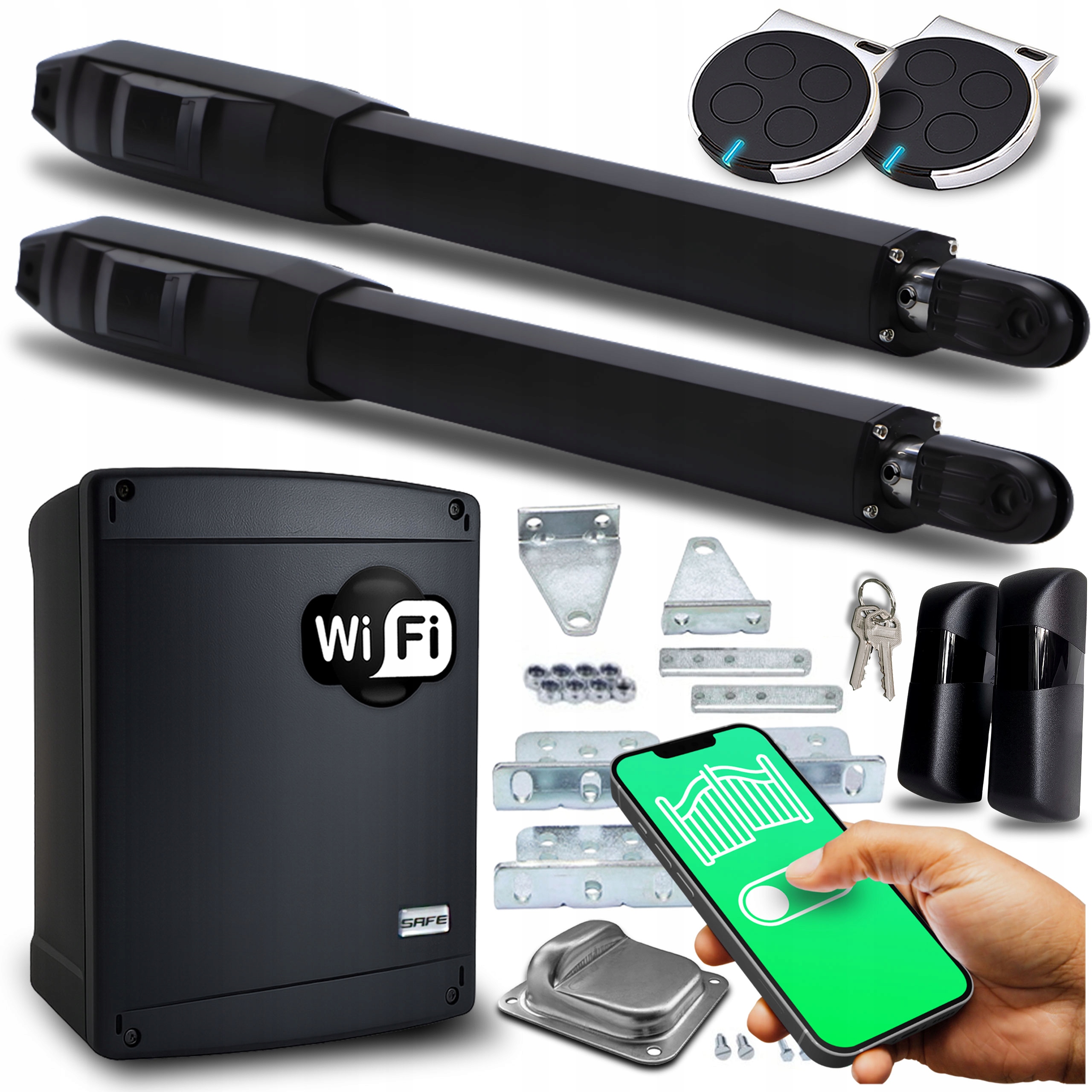 Sada Pohonu Pro Dvoukřídlou Bránu Wifi Supla ovladače pohony 8 m 200 Kg