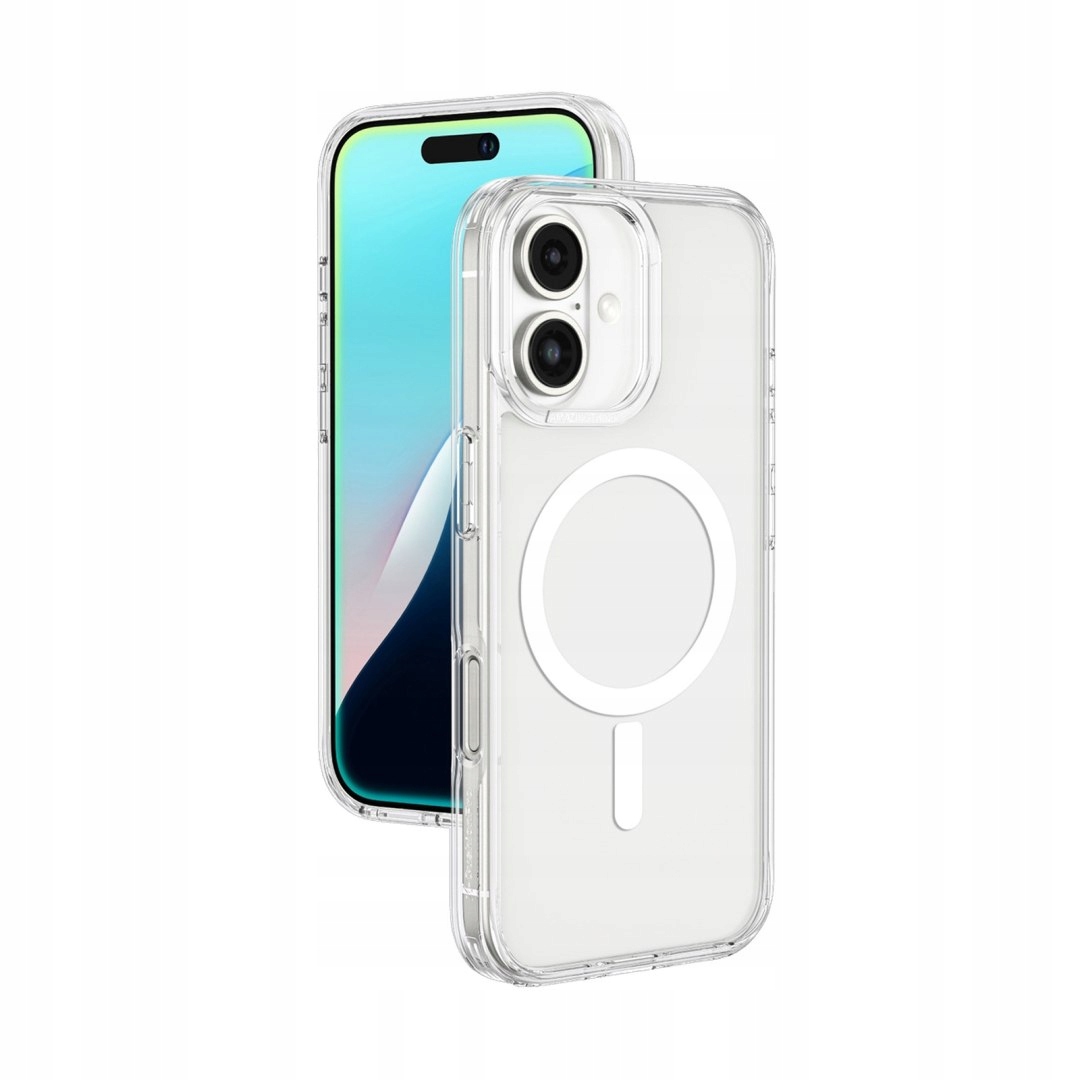 Etui silikonowe z pierścieniem magnetycznym do iPhone 16 przezroczyste