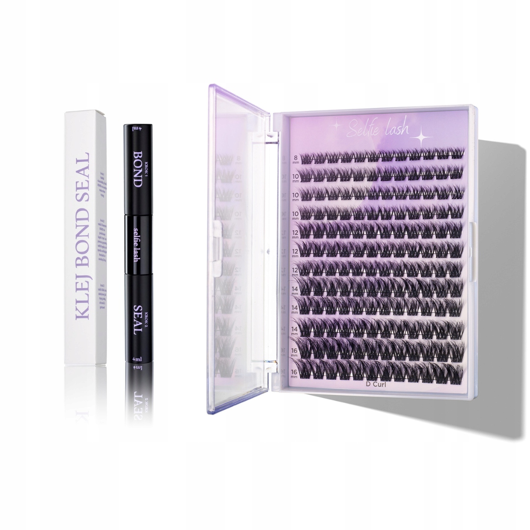 Rzęsy bondingowe Premium Zestaw Diy 8-16mm+ klej do rzęs Seal/bond