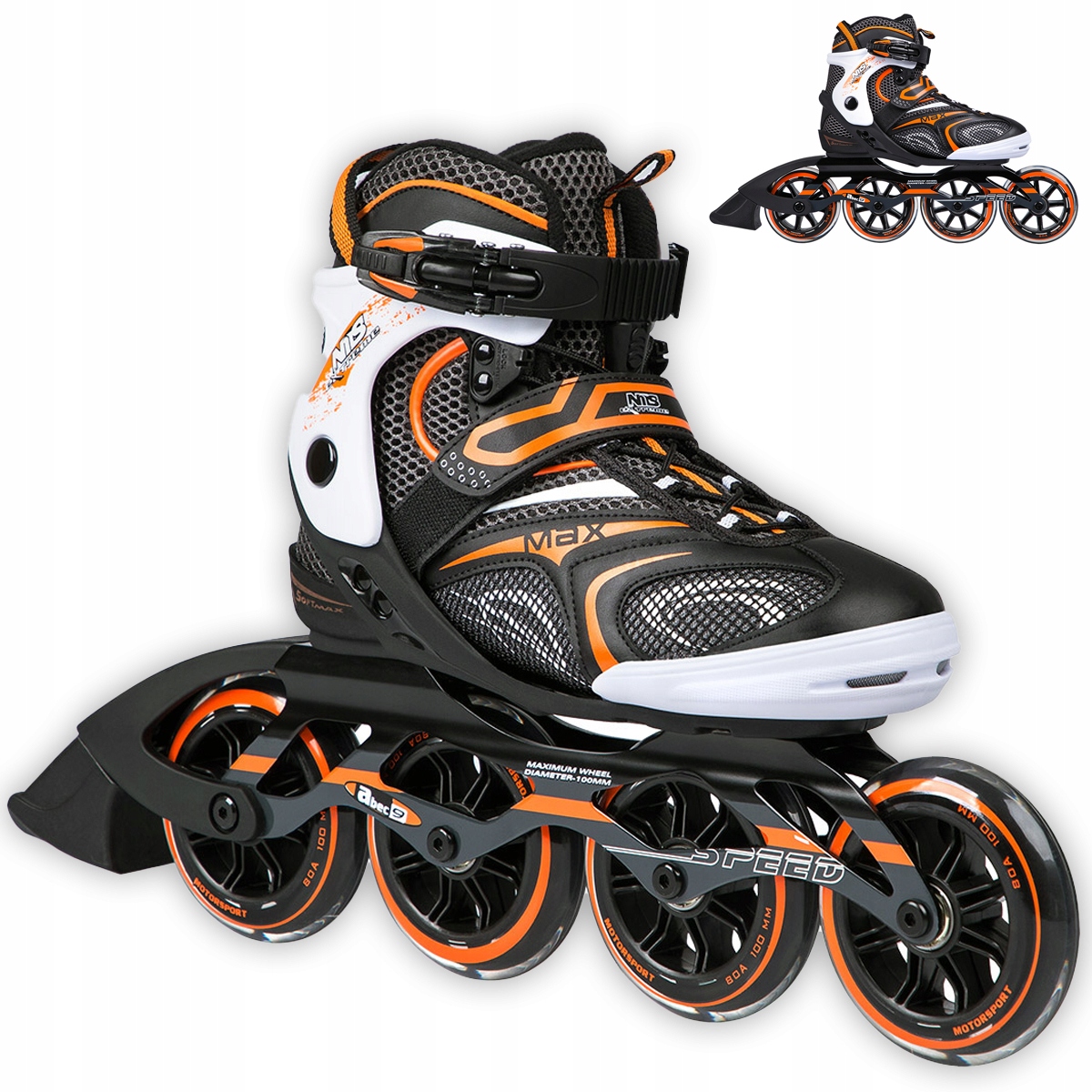 Brusle 2V1 100 mm Kaučukové Velká Kola Pro Dospělé ABEC-9