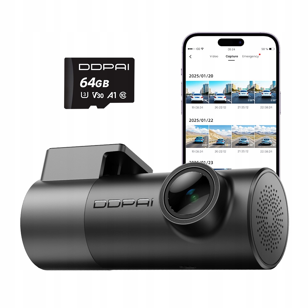 Automobilová Kamera Ddpai Mini Pro 2K Videorekordér Qhd Wdr WiFi 64GB