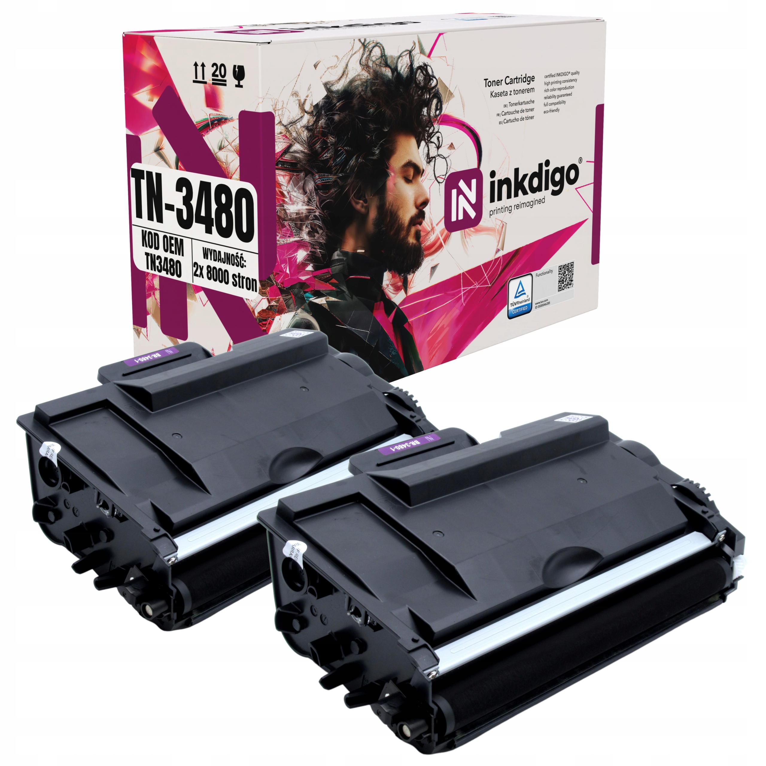 2x náhradní toner TN-3480 pro Brother HL-L6300DWT