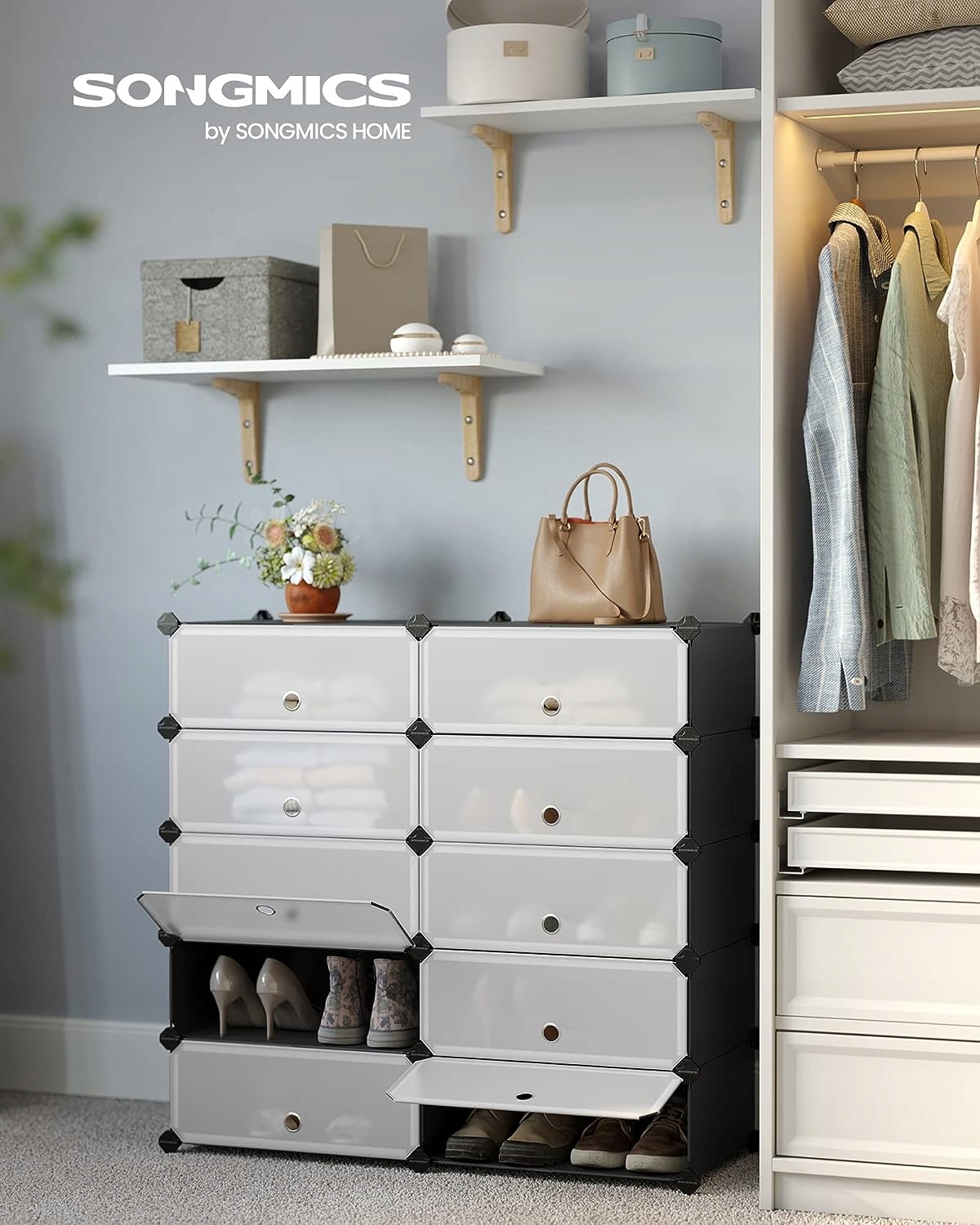 SZAFKA NA BUTY MODUŁOWA 10 POZIOMÓW STOJAK PUDEŁKA ORGANIZER POJEMNIK Marka inna