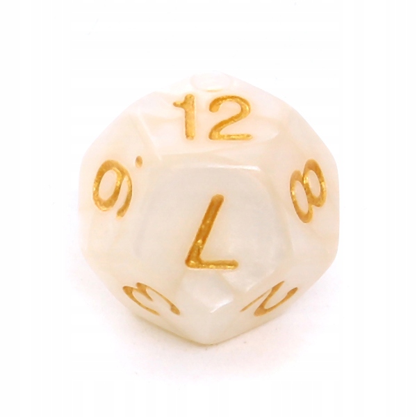 KOSTKA / KOŚĆ do gry RPG PERŁOWA biała K12